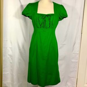 Etam Green Casual Dress Fit and Flare Florentine Neckline Balloon Sleeve